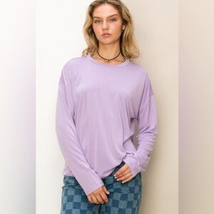231B-Taro. Soft Long Sleeve Crew Neck Top